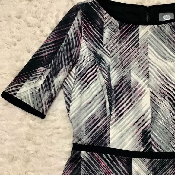 🛍️ VINCE CAMUTO Sheath Striped Abstract Printed Dress - Size 6 - Picture 6 of 11